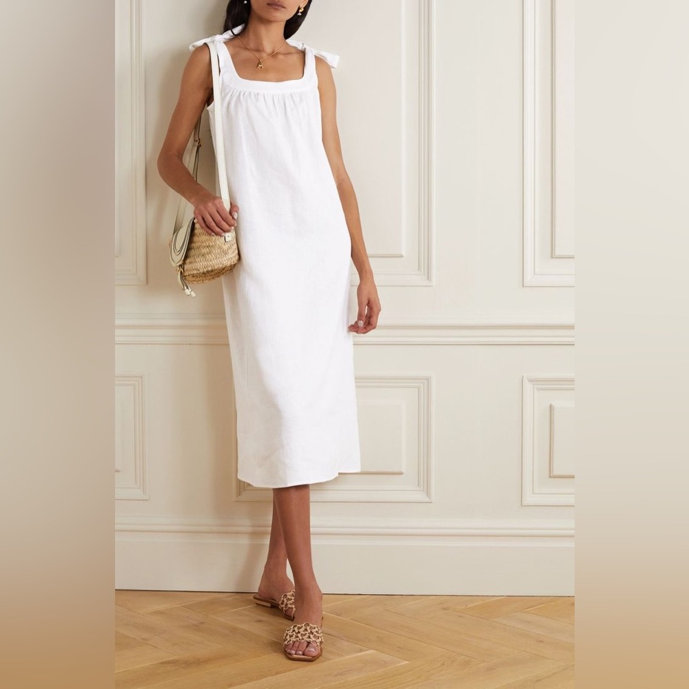 Reformation Bronte White Linen Dress Coverup Size Large